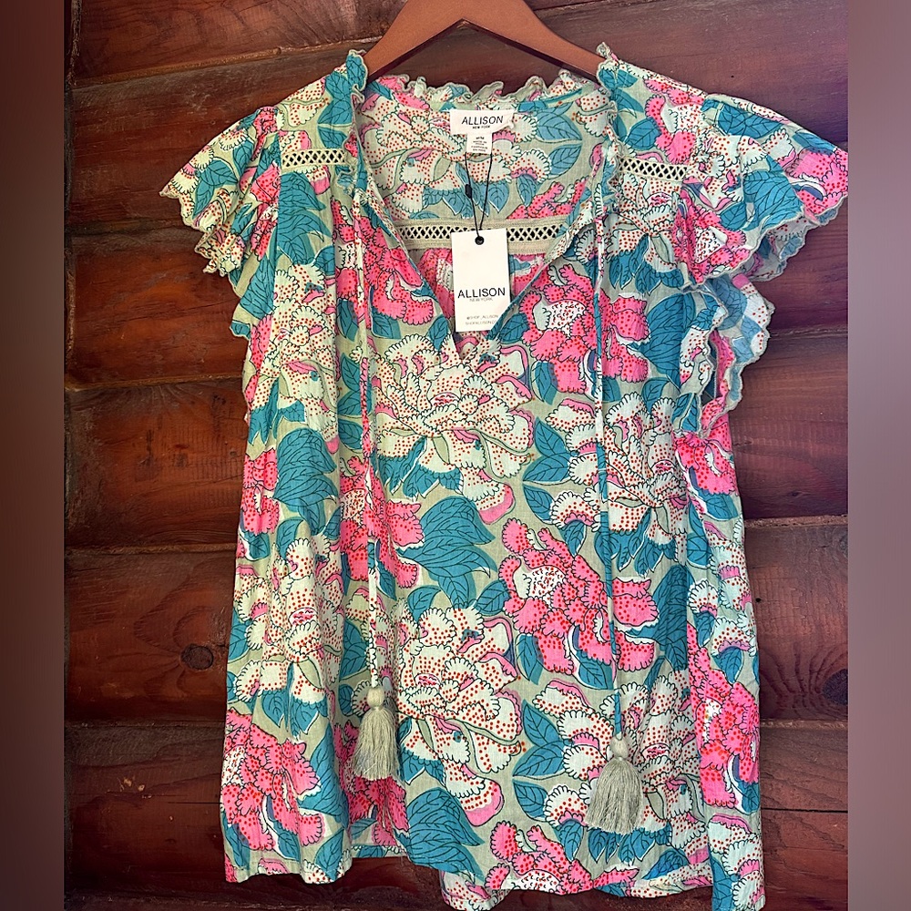 NWT Allison New York Chloe Top Peony Print